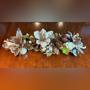 Elegant Brown and Silver Floral Centerpiece 32”long